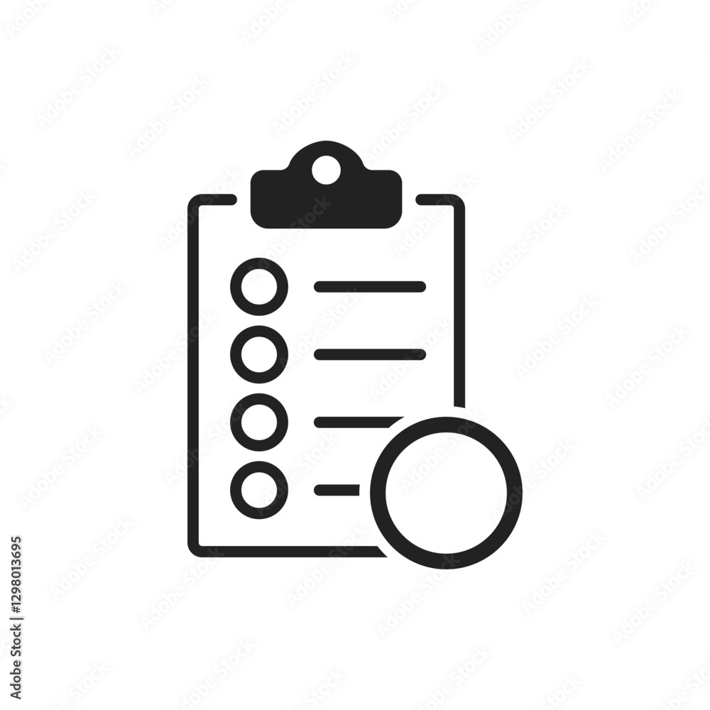 Poster clipboard with checklist icon in flat style. planning and organization of work vector illustration o