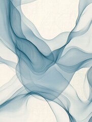 Fototapeta premium Soft blue fluid abstract art displaying gentle curves and waves on a light background. Generative AI