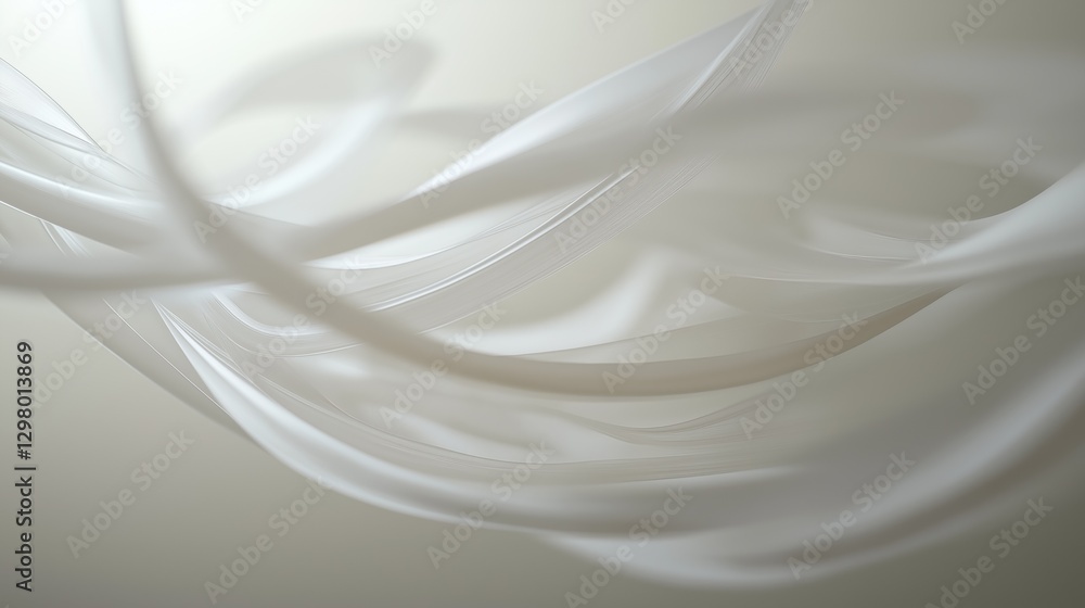Poster abstract digital art piece that appears to be made up of multiple layers of white fabric. the fabric