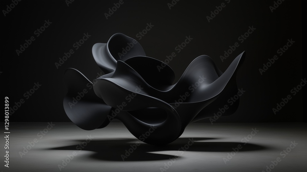 Poster black and white photograph of an abstract sculpture. the sculpture is made up of multiple layers of 