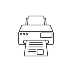 Printer icon in flat linear style. Office machine vector illustration on isolated background. Printout sign business concept.