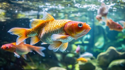 Fototapeta premium AI-powered automated aquaponic farming system optimizing fish and plant production in agribusiness