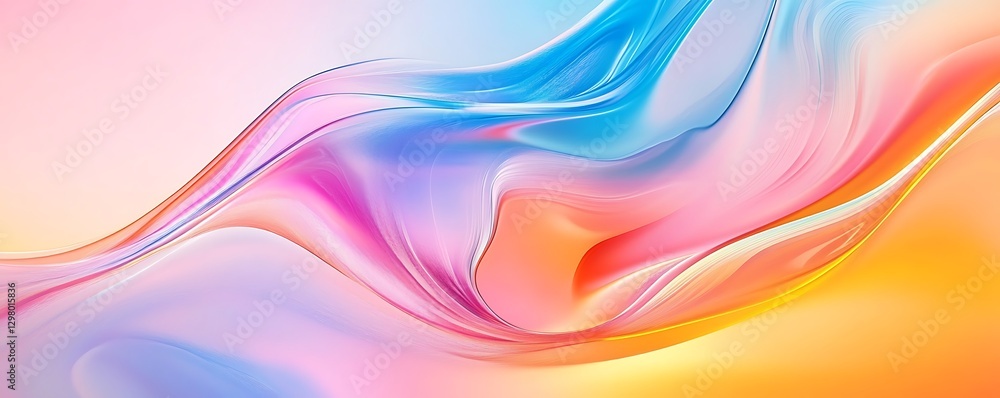 Poster Flowing Colors: A mesmerizing, digitally created artwork of abstract color gradients, showcasing a fluid blend of vibrant hues creating an elegant and dynamic visual