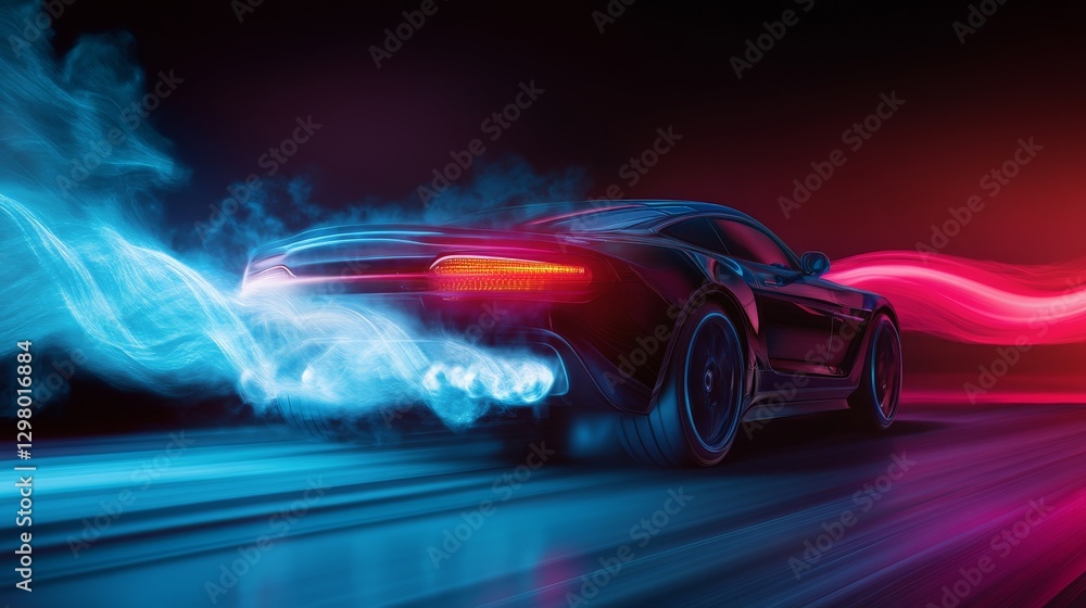 Poster ai-powered smart exhaust system reducing emissions and optimizing airflow in high-performance cars