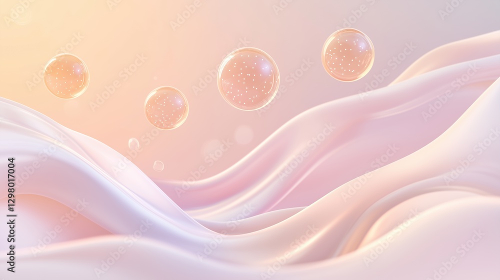 Poster abstract digital illustration with a pink and peach color scheme. the background is a gradient of li