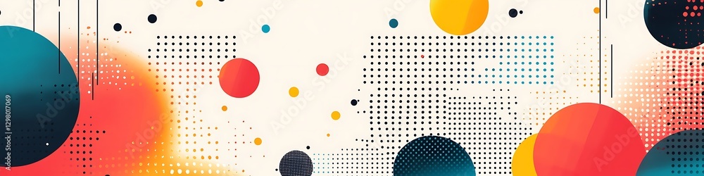 Aufkleber geometric symphony: a vibrant composition of colorful circles and dots, creating a dynamic and moder