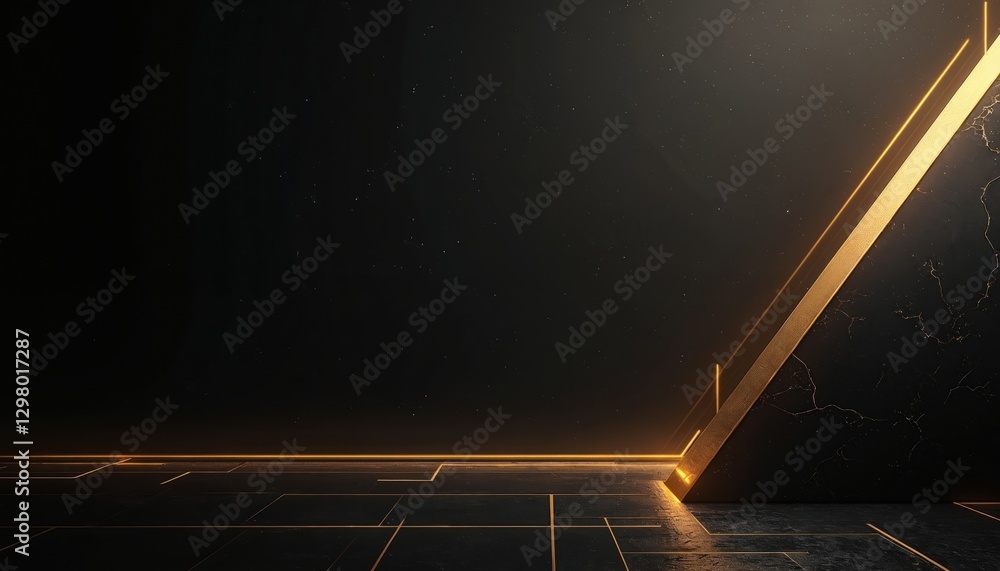 Leinwandbilder abstract black and gold gradient background with soft light. sleek metal texture and soft diagonal l