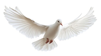 Fototapeta premium White Dove in Flight Against White Background