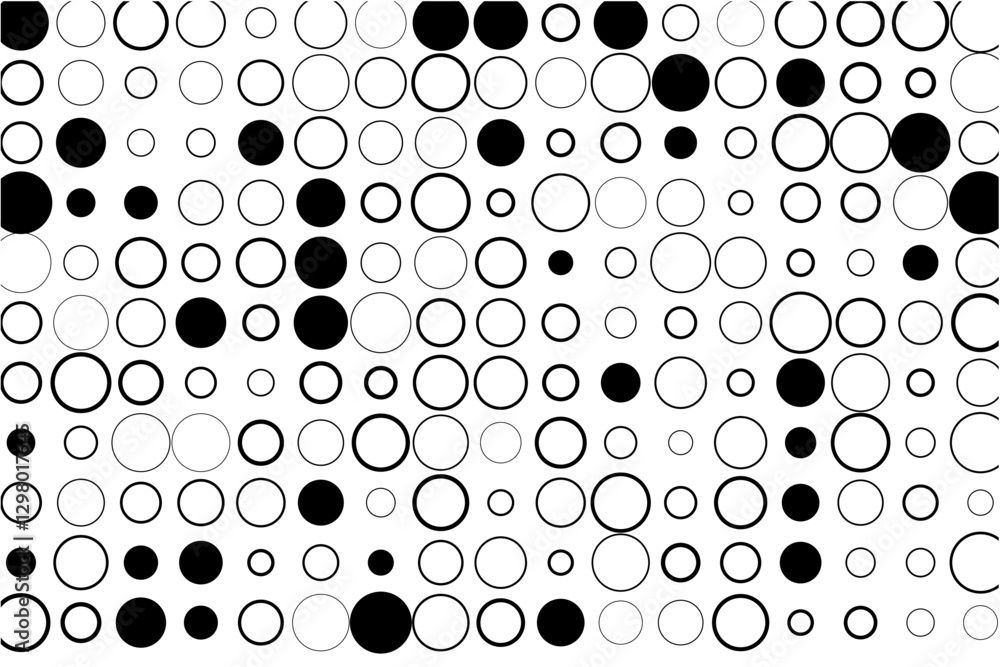 Fototapete abstract grid of circles with random black fills