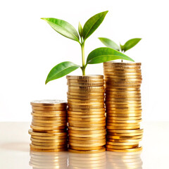 plant growing from coins