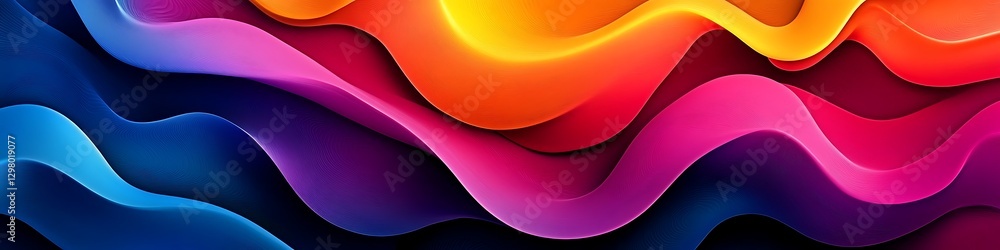 Poster vibrant color waves: a dynamic and visually stunning abstract design featuring undulating waves of v