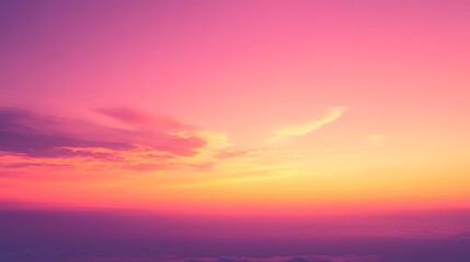 Serene Sunset Sky: A breathtaking view of the sunset, with radiant shades of pink, purple, and yellow blending together in the sky, casting a tranquil ambiance