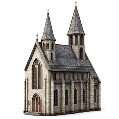 Obraz premium Stone Church with Twin Towers: A grand old stone church with twin towers stands tall, a testament to time and faith. The intricate details of its architecture.