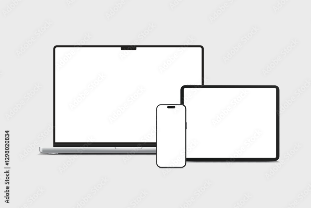 Canvas Prints 3d laptop, tablet and smartphone digital device mockup with blank screen isolated on background. tec