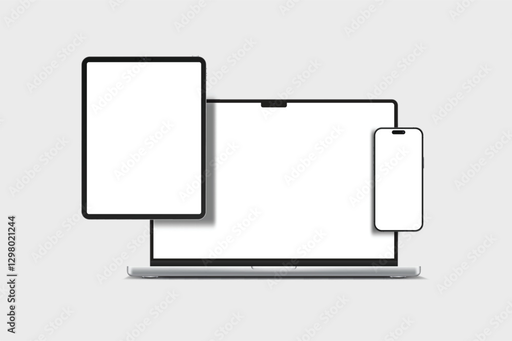 Canvas Prints 3d laptop, tablet and smartphone digital device mockup with blank screen isolated on background. tec