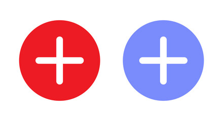 Add button icon in flat style. Plus symbol on circle color