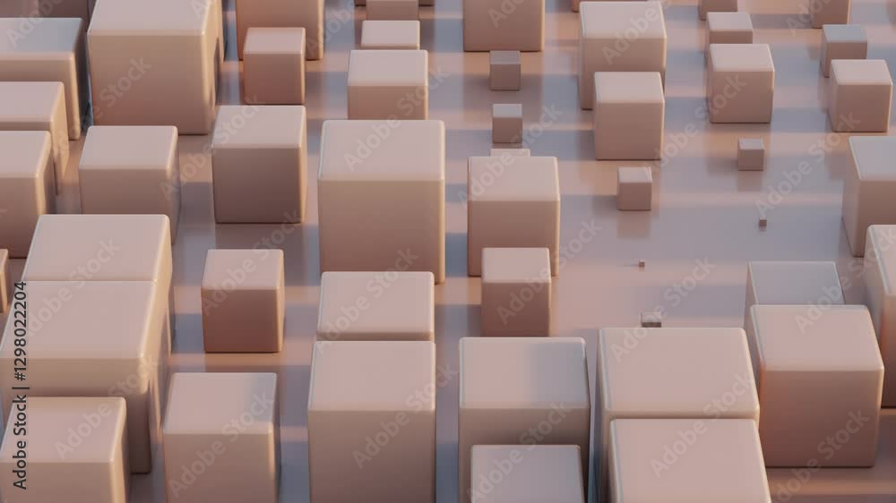 Poster abstract 3d render, futuristic dynamic waves in mocha mousse, seamless looped animation for creative