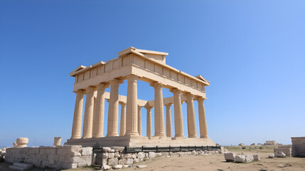 Obraz premium Ruins of Acropolis of Lindos view, Rhodes, Dodecanese Islands, Greek Islands, Greece. Acropolis of Lindos, ancient architecture of Rhodes, Greece.