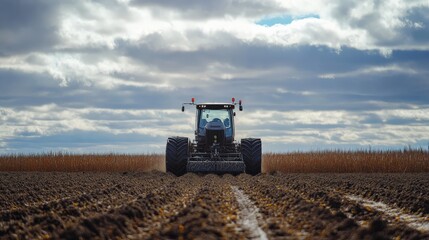 Fototapeta premium Next-gen AI-powered mechanical plowing system adapting soil treatment based on real-time data