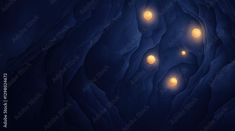 Aufkleber abstract digital art piece with a dark blue background. the background has a wave-like pattern that 