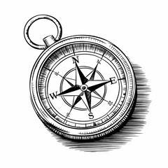 Vintage Compass Doodle in Pencil Style