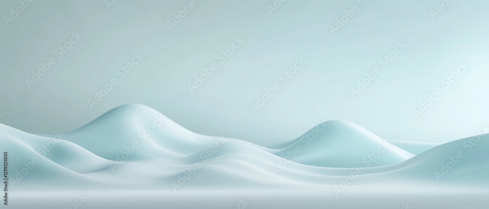 Poster digital illustration of a snowy landscape. the background is a light blue color with a gradient effe