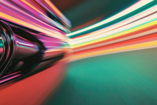 Dynamic light trails create an illusion of speed and movement, v