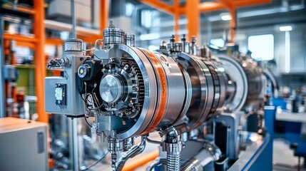 Fototapeta premium Smart mechanical turbines adjusting rotational speed dynamically based on AI environmental analysis