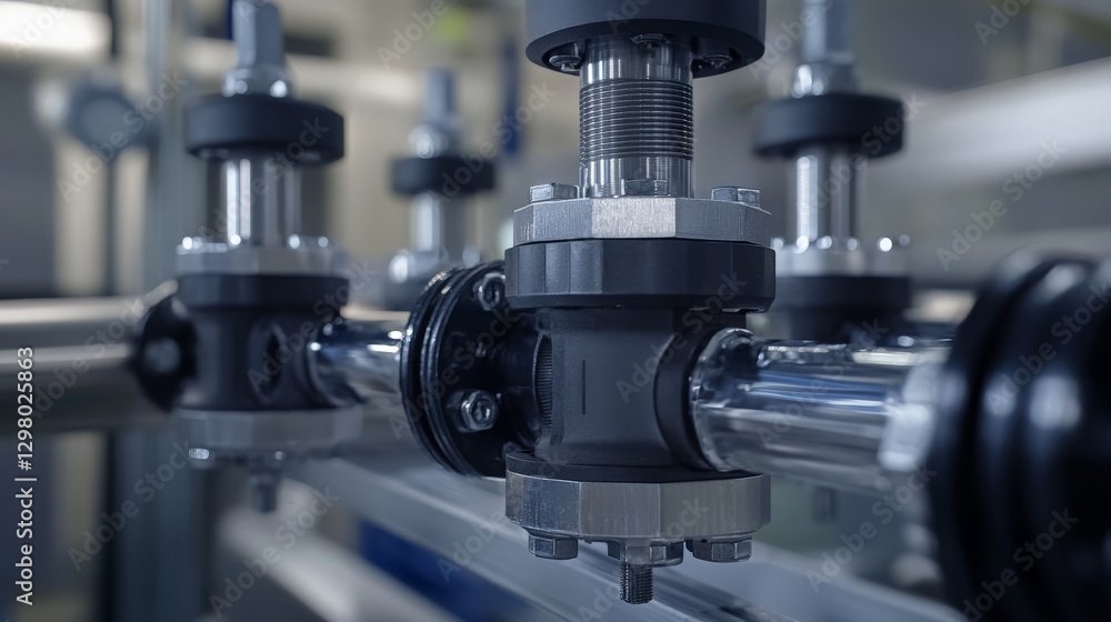 Poster smart mechanical valves adjusting fluid dynamics in ai-controlled industrial pipelines