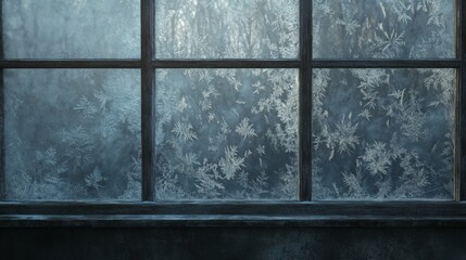 Frosted Windowpane Winter Scene