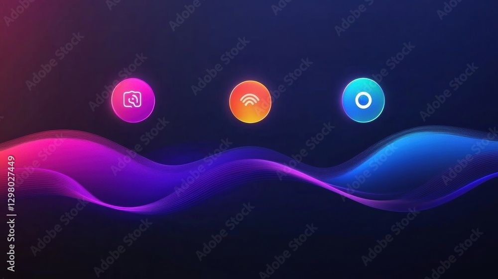 Aufkleber Colorful abstract design showcasing communication and connectivity concepts with vibrant wave patterns. Generative AI