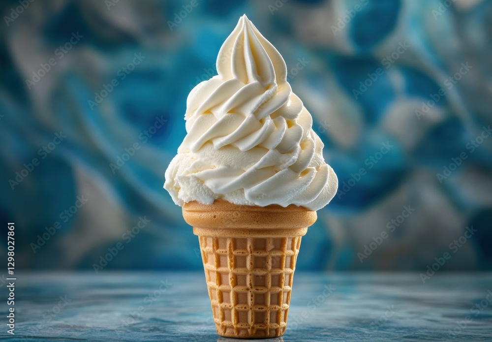 Aufkleber delicious soft serve ice cream cone with creamy swirl topping on colorful abstract background ideal 
