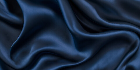 Obraz premium close up of a silk texture with Luxurious fabric drak blue and black.
