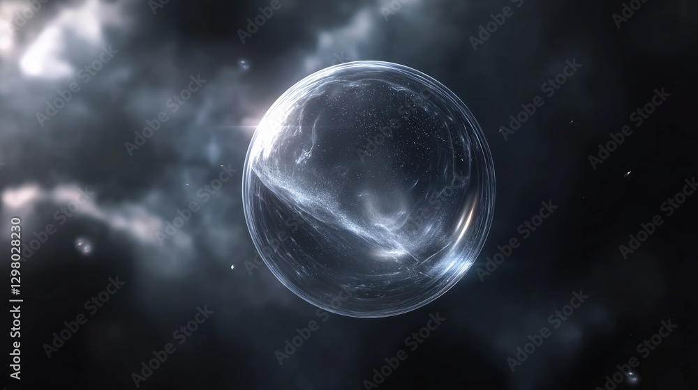 Aufkleber digital illustration of a spherical object in the center of a dark, cloudy sky. the object appears t