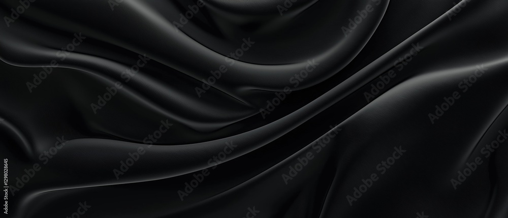 Poster close-up of a black fabric with a smooth and elegant texture. the fabric appears to be made of a shi