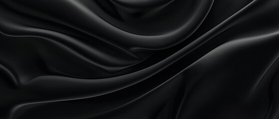 Obraz premium Close-up of a black fabric with a smooth and elegant texture. the fabric appears to be made of a shiny, satin-like material, with a subtle sheen that catches the light.