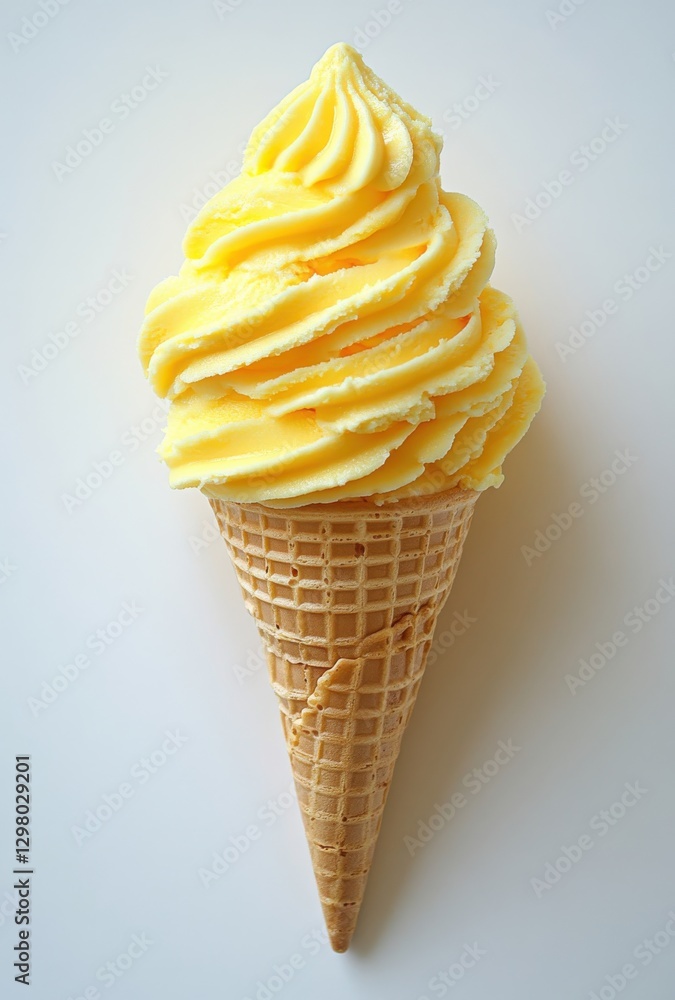 Aufkleber delicious soft serve vanilla ice cream cone with smooth texture against a plain light background for