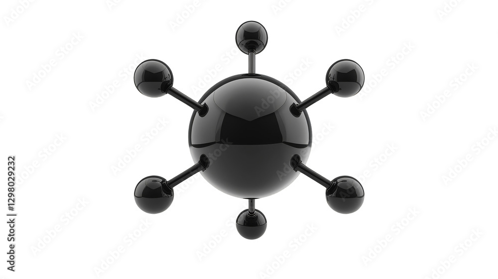 Aufkleber a black sphere-shaped object with multiple smaller spheres extending from its surface, resembling a 