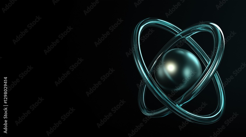 Aufkleber digital illustration of an atom. the background is black, and the atom is made up of two curved line