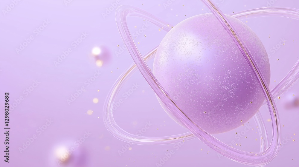 Poster abstract digital illustration of a purple planet with a ring around it. the planet is spherical in s