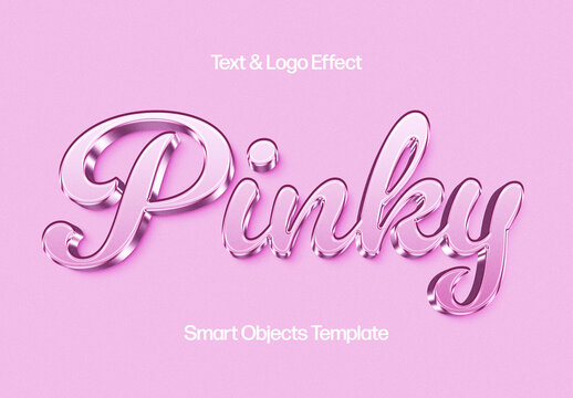 Pink 3D Metal Text & Logo Effect Mockup