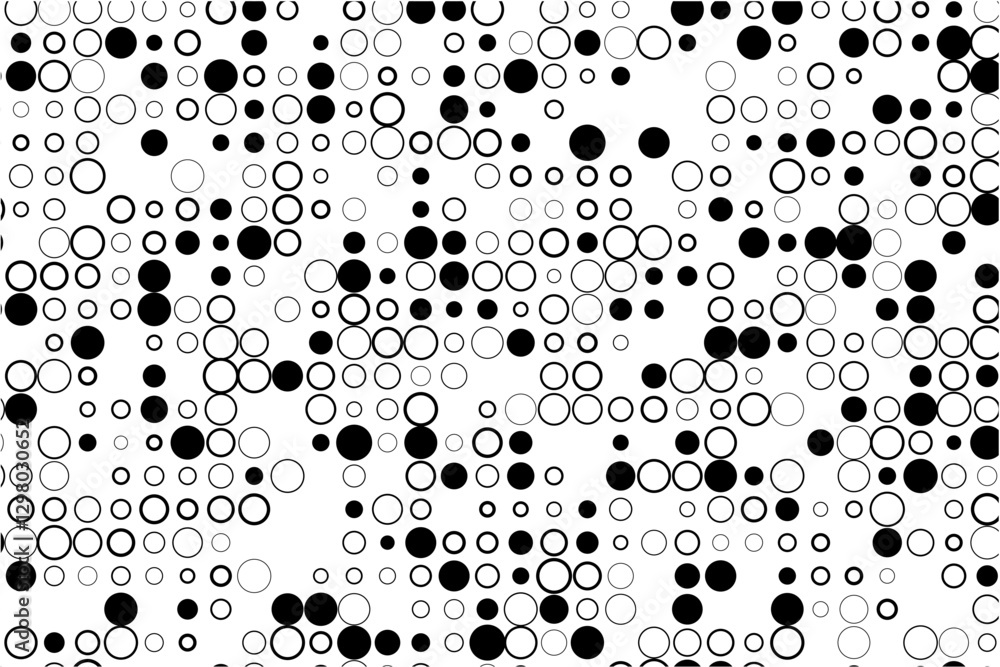 Poster Minimalist design of circle grid with gaps and fills