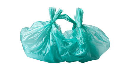 Green plastic shopping bag isolated on black background, a study in contrast and consumerism