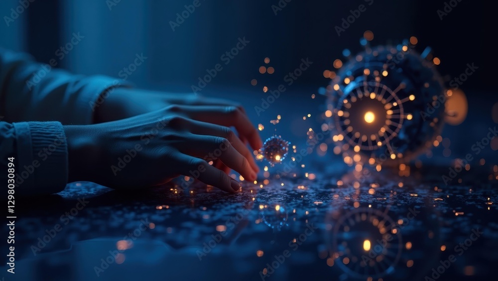 Aufkleber evidently ai. person is touching piece of puzzle with glowing ball