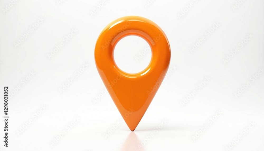 Aufkleber orange location pin on white background. glossy geolocation pointer shows gps navigation, travel des
