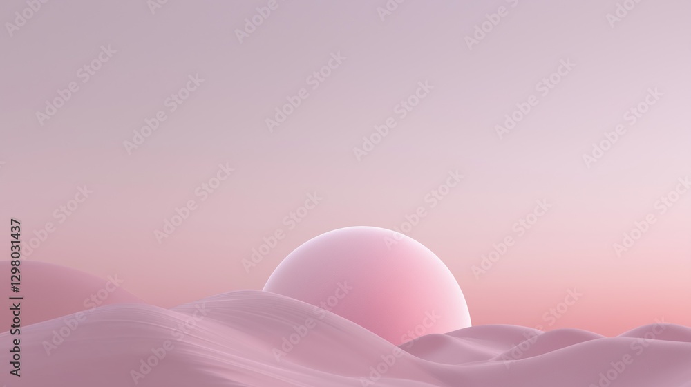 Poster abstract digital art piece with a pink and light pink gradient background. in the center of the imag