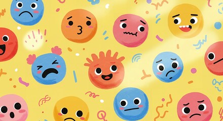 A Colorful Collection of Diverse Emojis Expressing a Wide Range of Human Emotions and Feelings