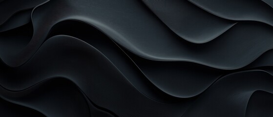 Fototapeta premium Abstract black background with wavy lines that create a sense of movement and depth. the lines are arranged in a way that they form a wave-like pattern, with each line curving upwards and downwards.