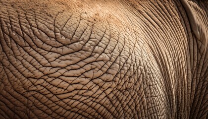 Macro elephant skin close-up: deep wrinkles, rough texture, subtle earthy tones.  Powerful natural texture. Ideal for nature, animal, and organic backgrounds