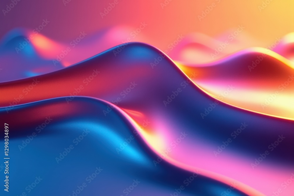 Poster an abstract visual of vibrant, flowing waves of light and color in a dreamlike gradient, evoking emo